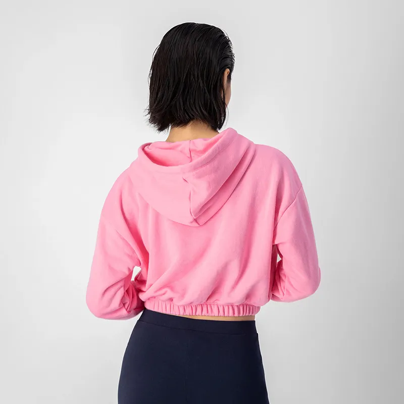 Sweat à capuche crop Logo - Rose-1