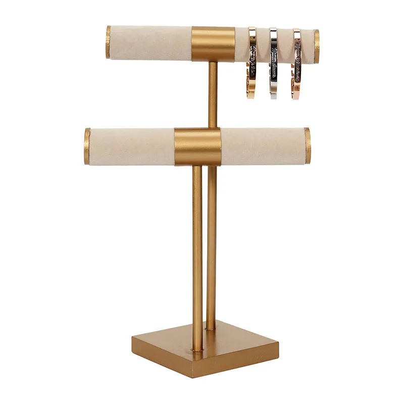Porte bijoux double Beige/Doré - 21x14x29.5cm-0