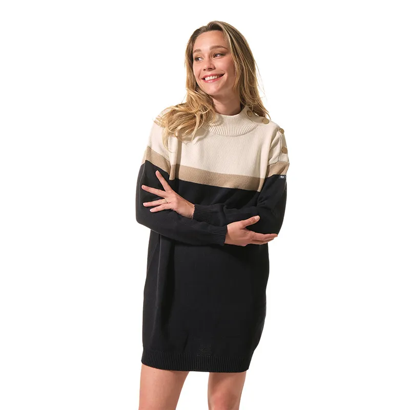 Robe Pull Charlyse Col cheminée - Ecru/Ecume/Marine-2