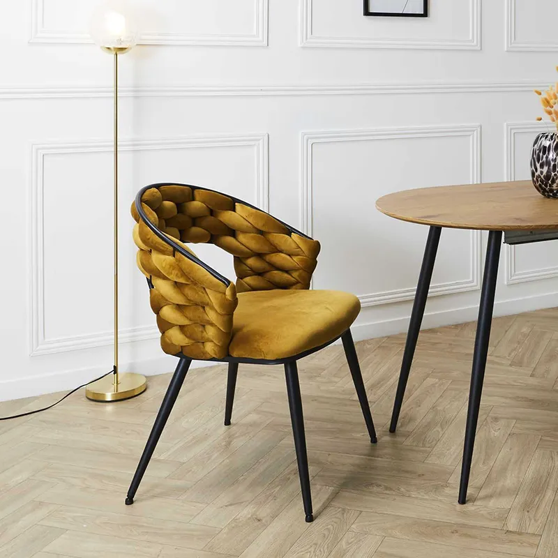 Fauteuil Velours Sawyer Moutarde - 62x54x183cm-0