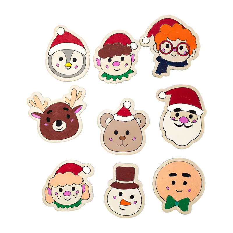 Kit DIY Aimants Noël à colorier Bois 9pcs - 3+-1