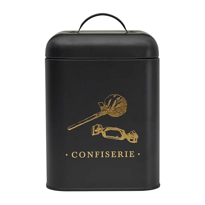 Boîte Métal Noir Confiserie - 14x14x22cm-3