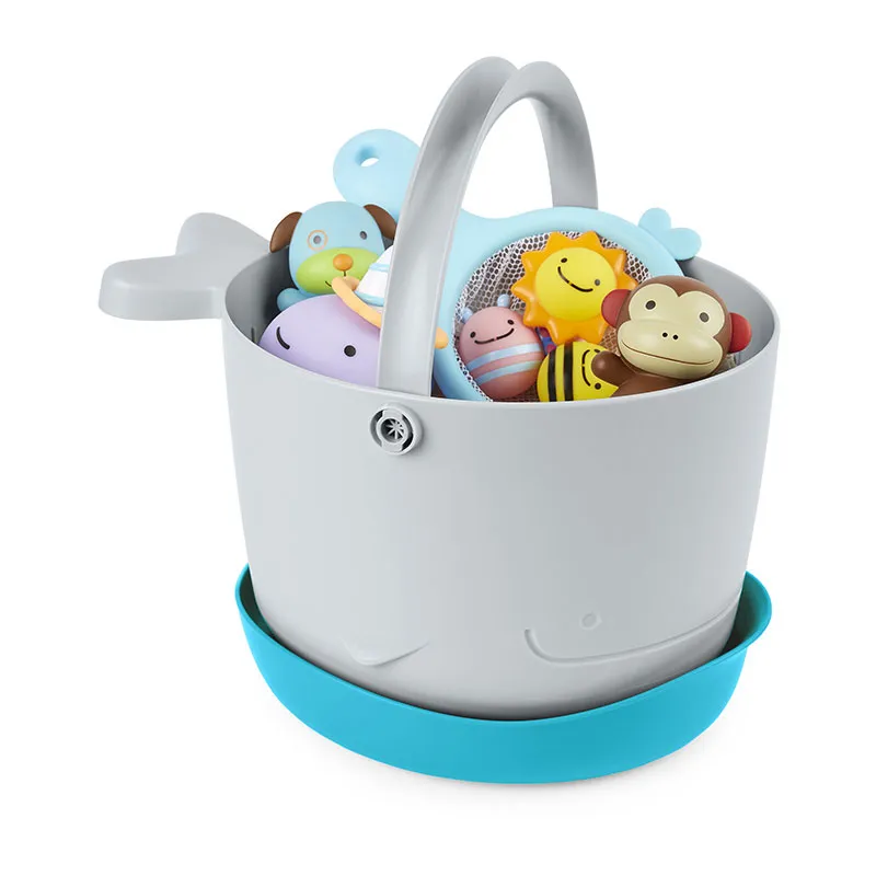 Seau à jouets de bain moby Baleine Gris - 35x27,4x21,5cm-1