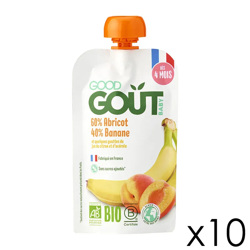 10x120g Gourdes Banane Abricot BIO - 4m+-0