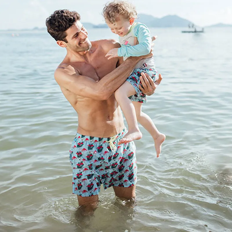 Short Maillot Adulte Anti-UV- Flamant Rose-0