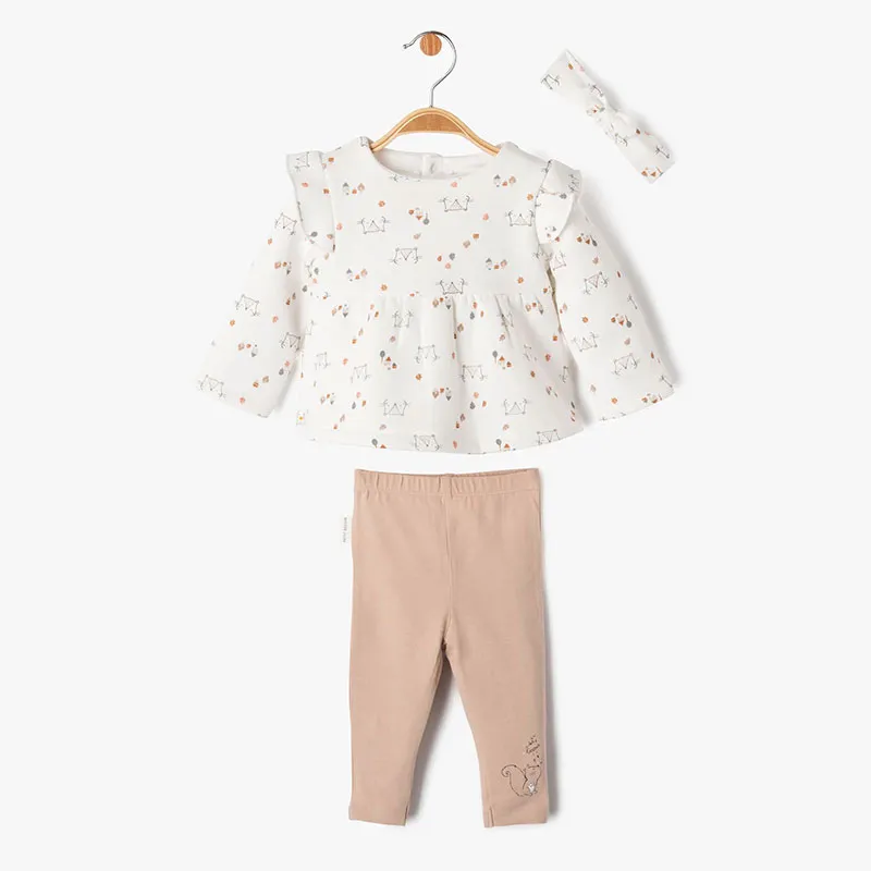 Tunique + Legging + Bandeau Noisette - Taupe/Écru-1