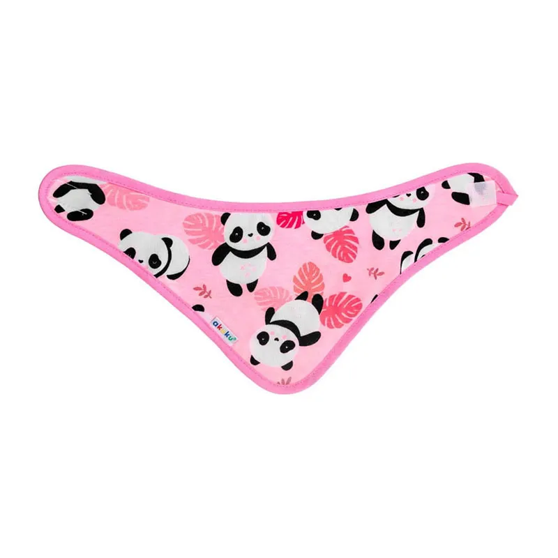 Bavoir bandana Coton - Rose Panda-4