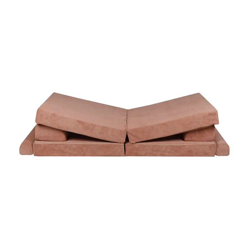 Canapé enfant Premium en velours Brique - 160x80x24cm-2