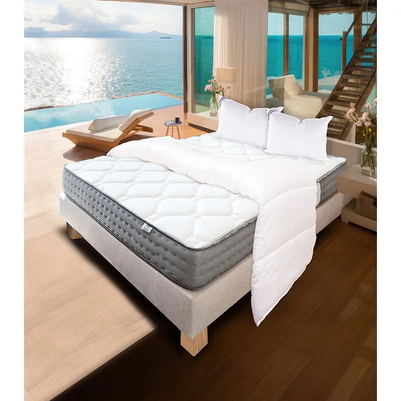 Matelas Zen 20cm mém. de forme ferme + Sommier Beige 20cm + 2 Oreillers + Couette-1