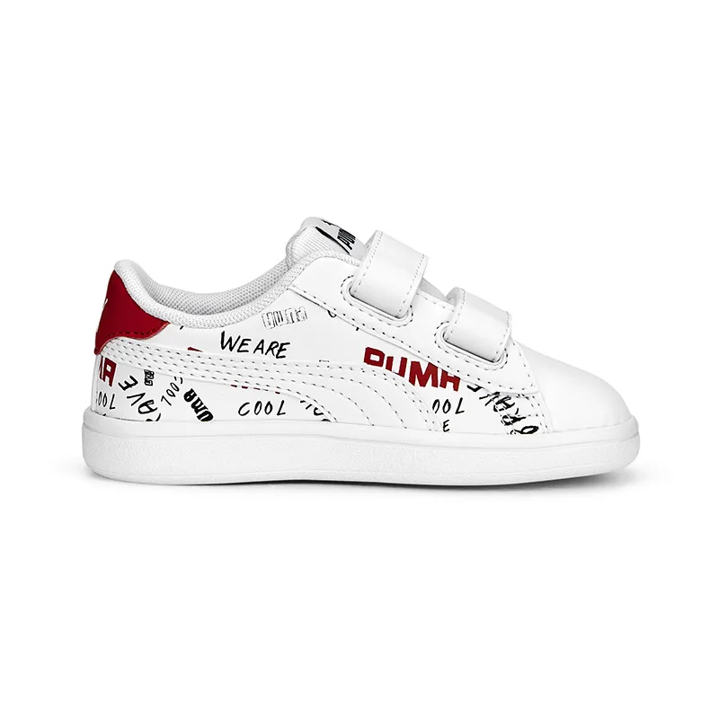 Baskets Bébé Smash Puma - Blanc/Rouge-3