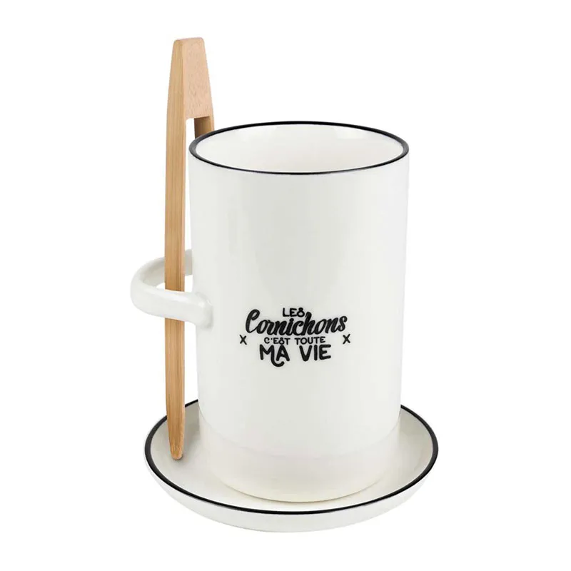 Pot à cornichon av. Soucoupe & Pince - 600ml-2
