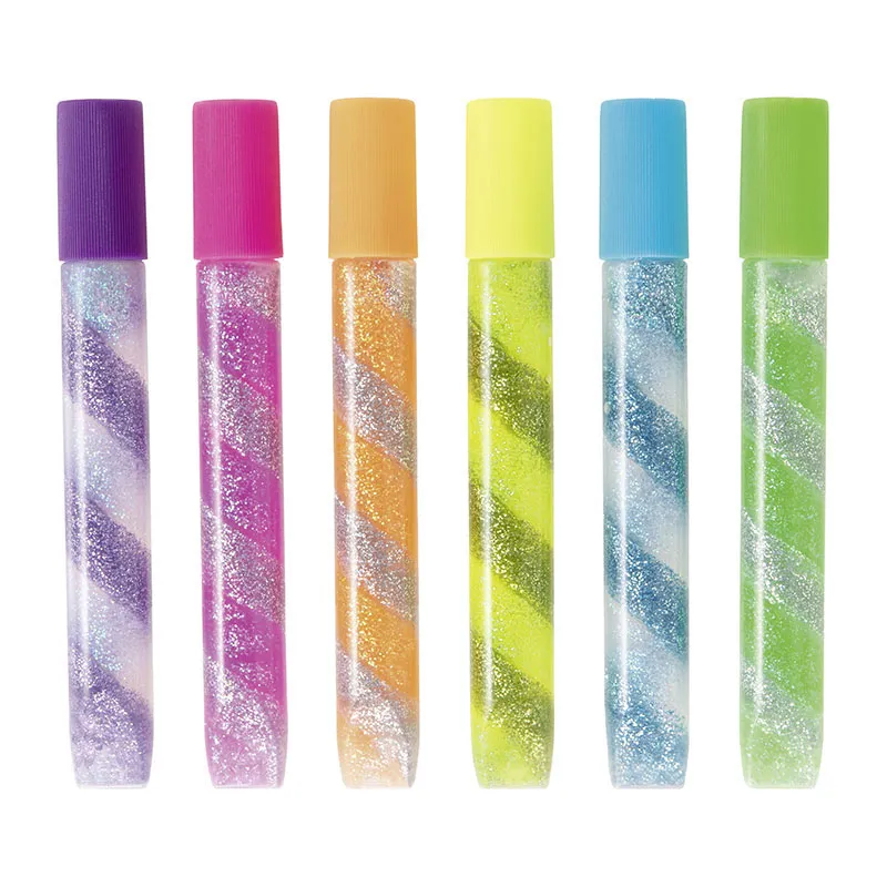 6 Tubes de colle paillettes Spirale - Néon-1
