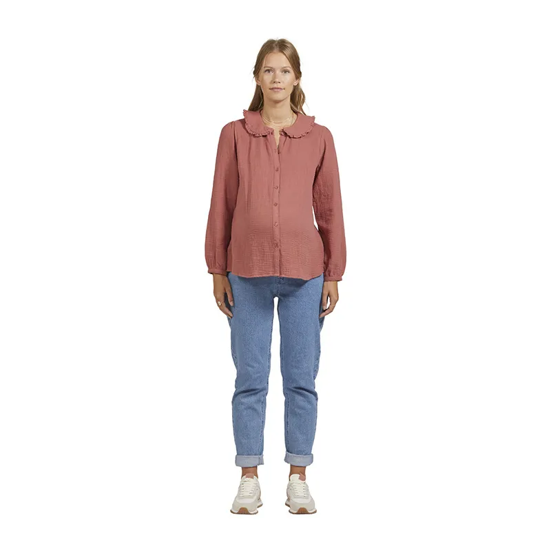 Blouse de grossesse/allait Gaze de Coton Claudine - Brique-2