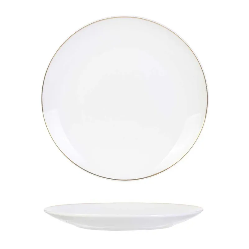 2 Assiettes liseré Blanc/Doré - Ø20cm-2