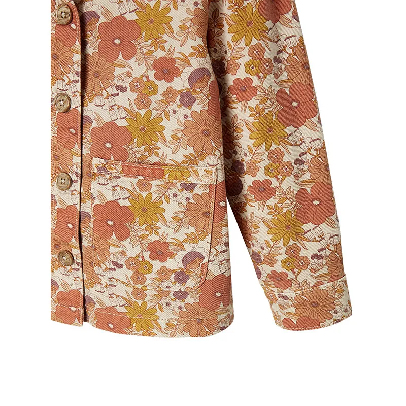 Veste imprimée fleurs fille - Rose-3