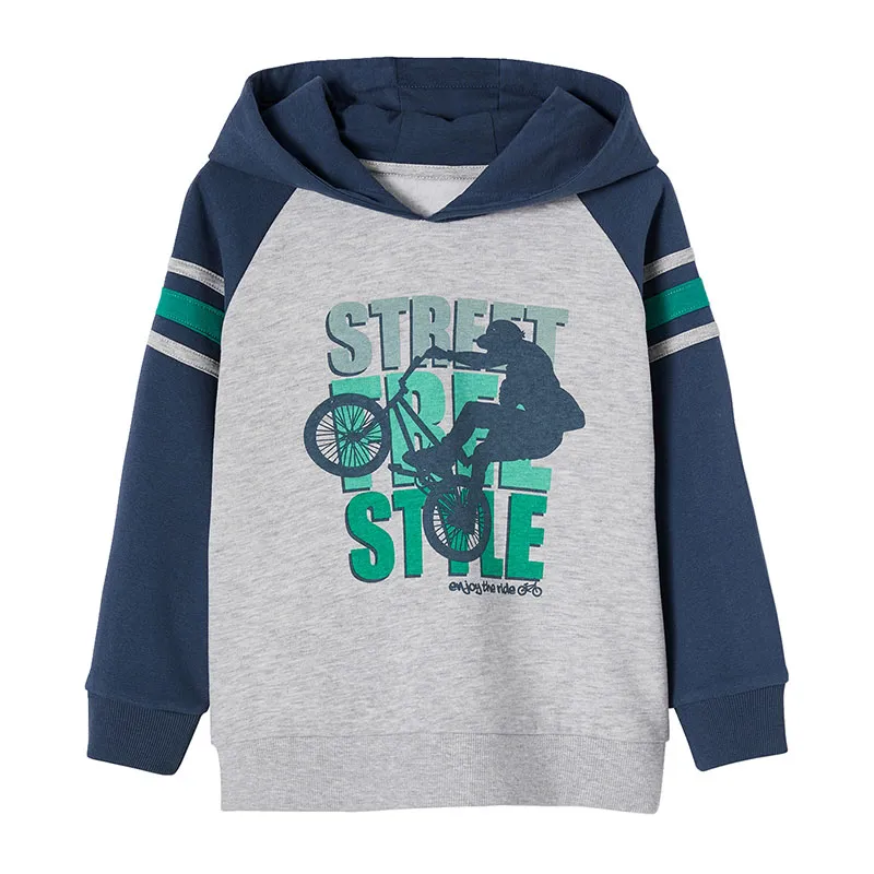 Sweat à capuche animations graphique garçon manches raglan - Encre-0