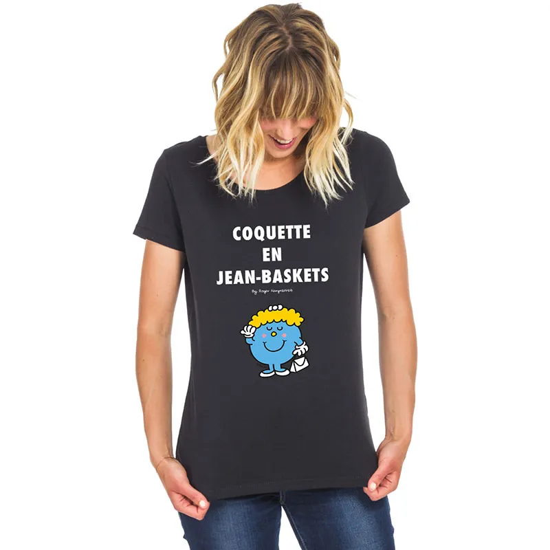 T-shirt Femme Coquette en jean basket 2 BIO - Noir-0