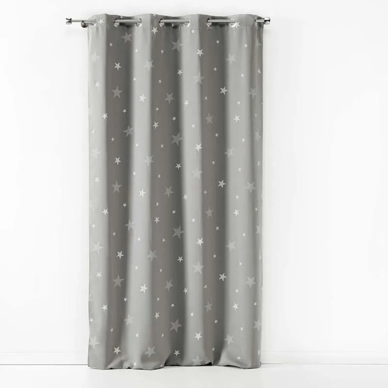 Rideau à oeillets occultant Fluo night Gris - 140x240cm-0