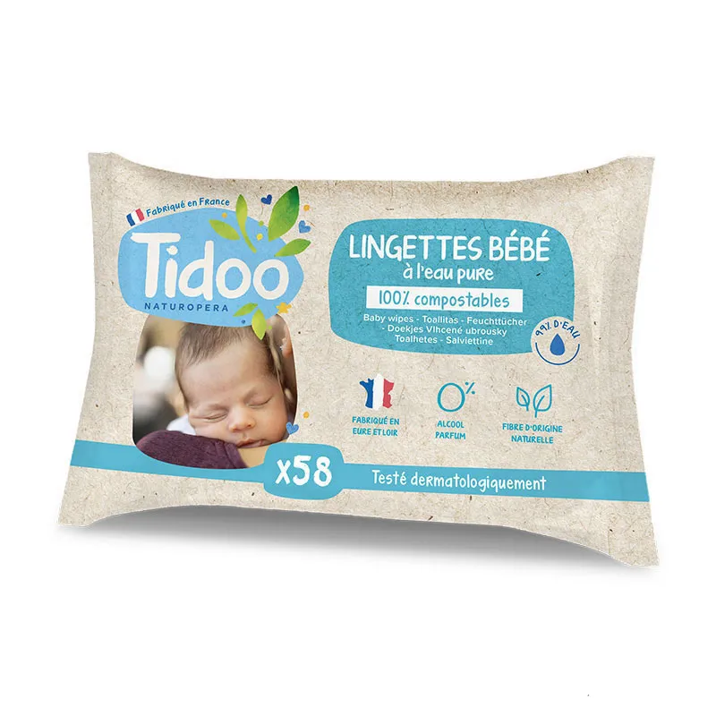 5x58 Lingettes Bébé BIO à l'Eau Pure Testées Dermatologiquement-1