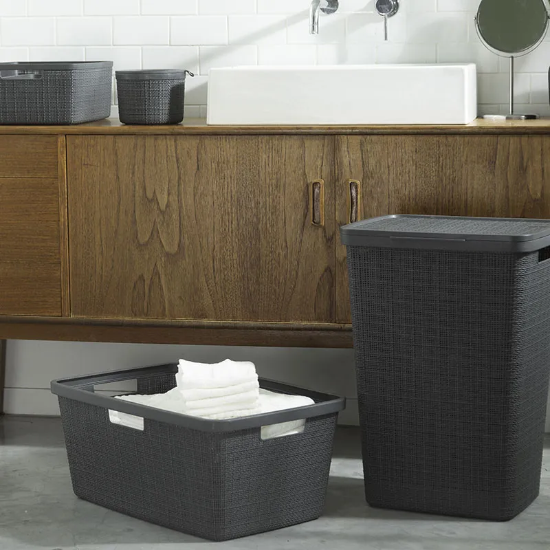 Corbeille à linge jute 70% recyclé Gris - 46L-4
