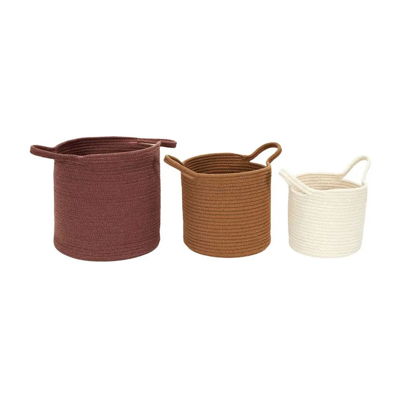 Paniers coton Terracotta/Ocre/Ivoire - 3pcs-0