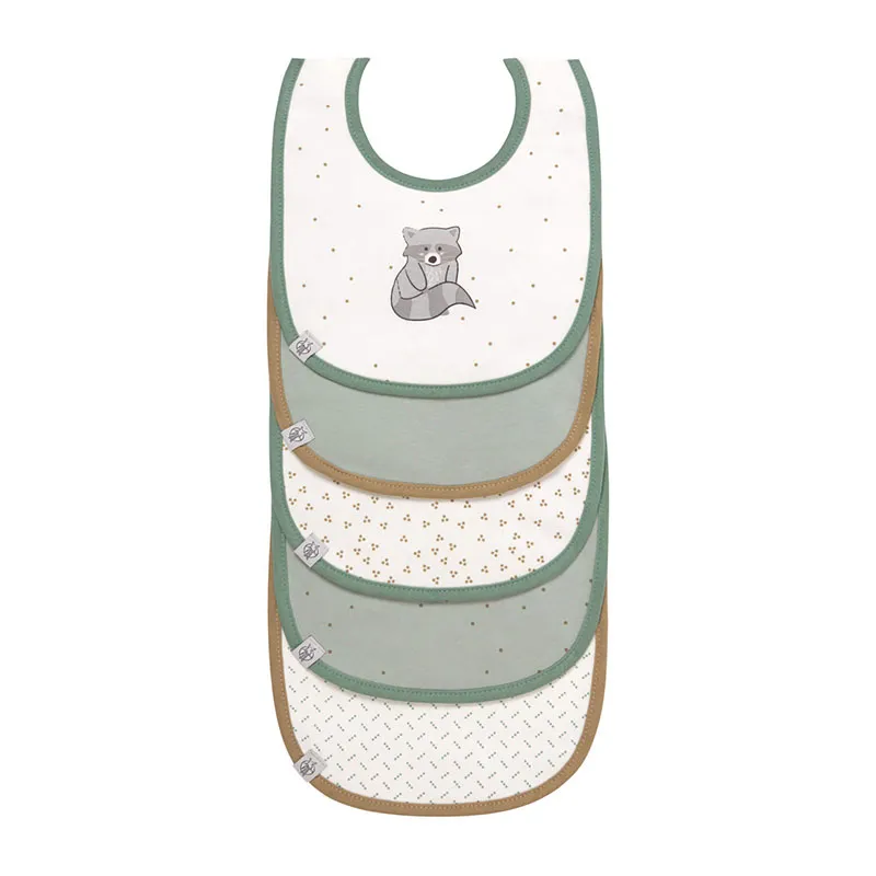 5 Bavoirs imperméable coton BIO - Racoon-0