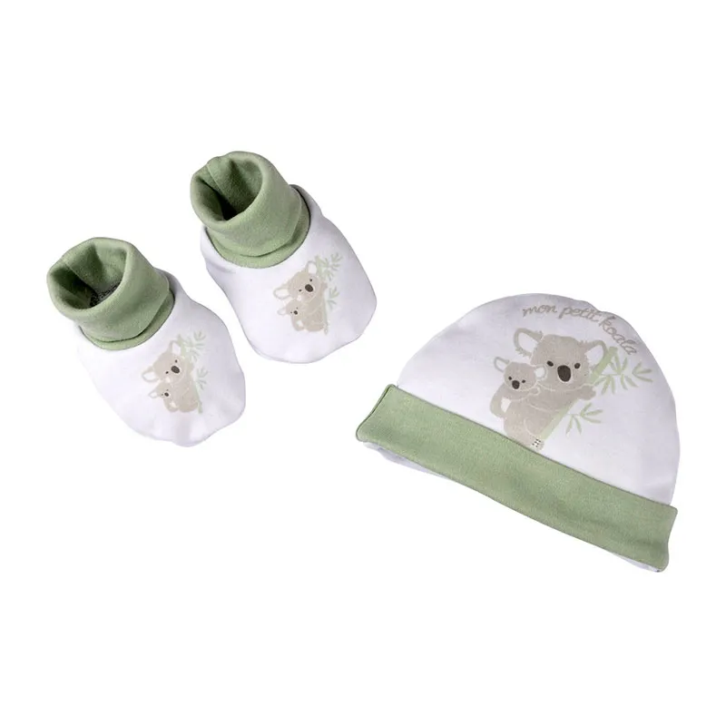 Bonnet + chaussons Coton BIO Koala - Naissance-0