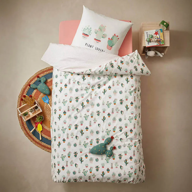 Parure 2pcs Coton cactus Blanc - 140x150cm-0