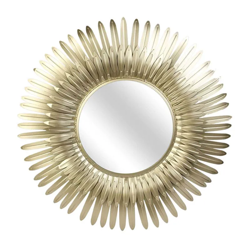 Miroir Plumes Métal Doré - ø53cm-0