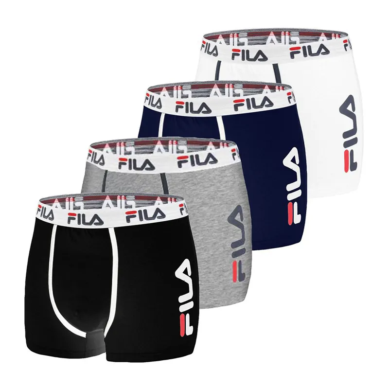4 Boxers Homme Fila - Noir/Navy/Gris/Blanc-0