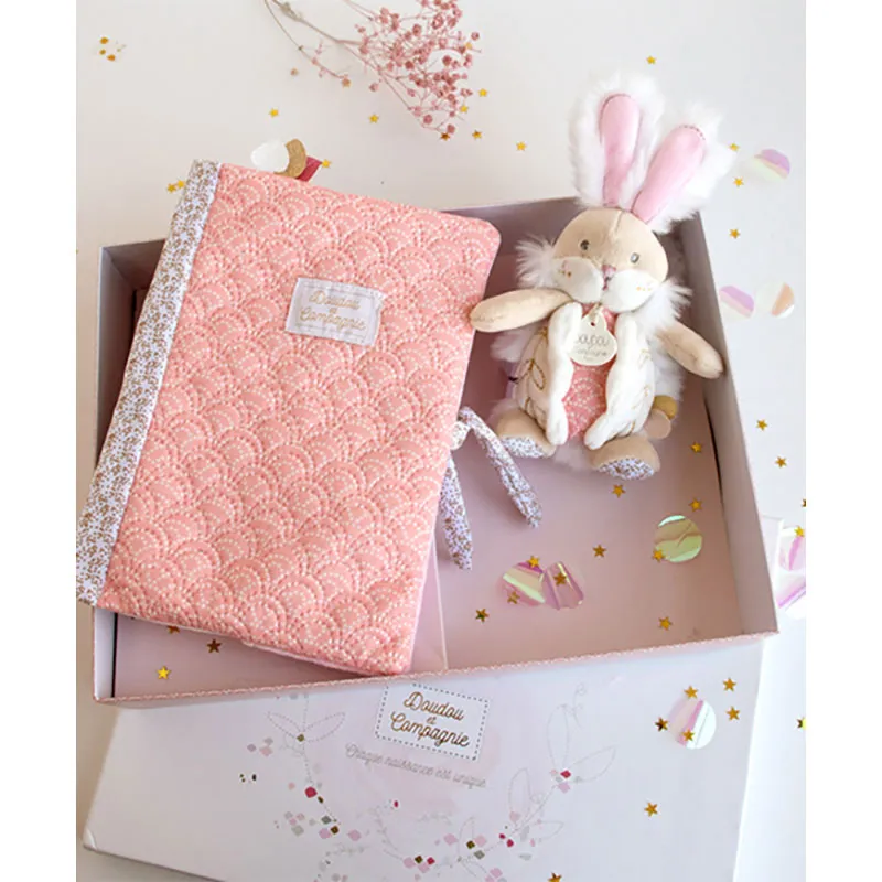 Protège carnet de santé & Doudou Lapin Rose - 2pcs-3