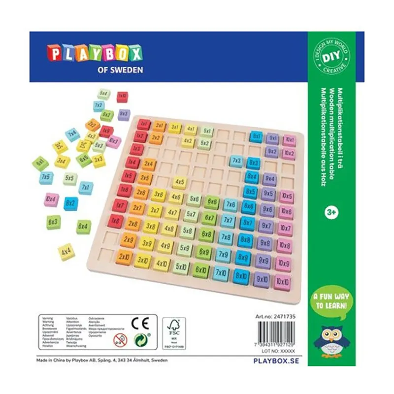 Table de multiplication Bois - 25x25cm-1