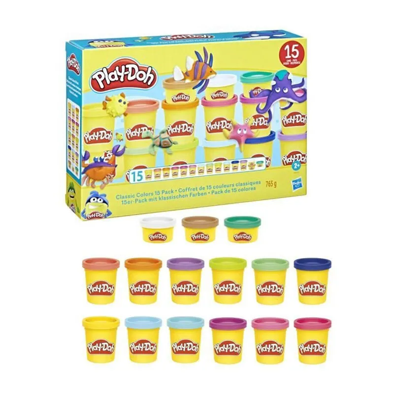 15 pots de pâte à modeler Couleurs classiques - 24m+-3