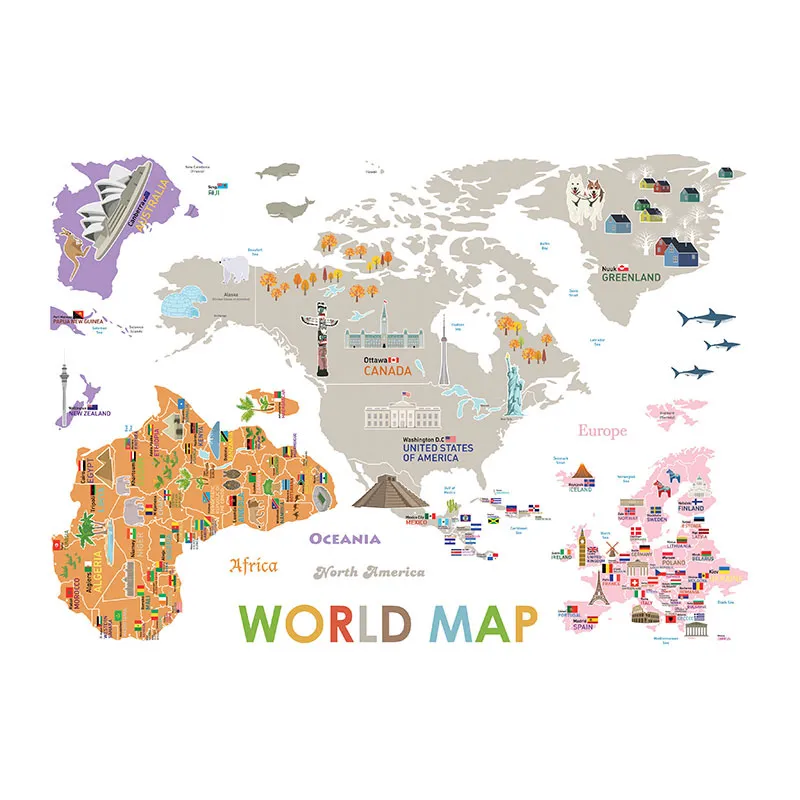 Stickers - Carte du monde géante pour enfants-3