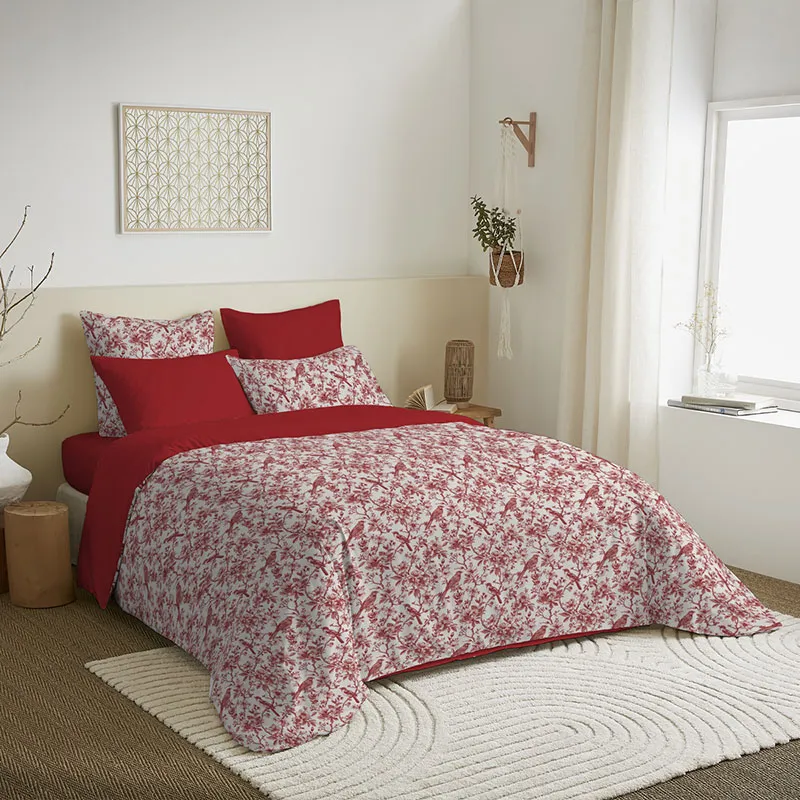 Parure 6pcs Coton Bérangère Rouge-0