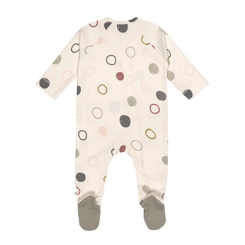 Pyjama avec pieds Coton BIO - Cercles Ecru-1