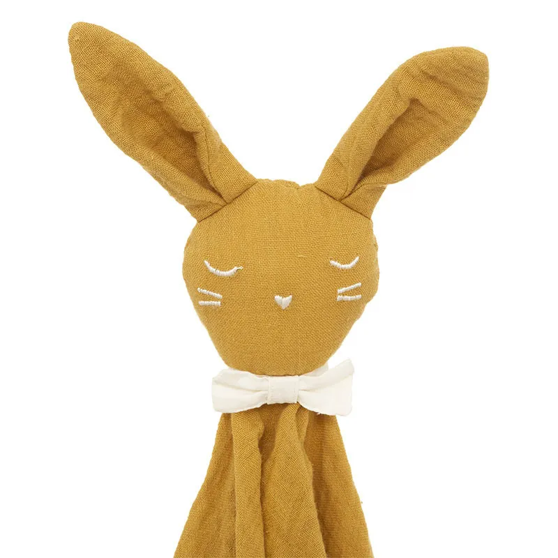 Doudou carré Lapin Coton Ocre - 46,5x50cm-1