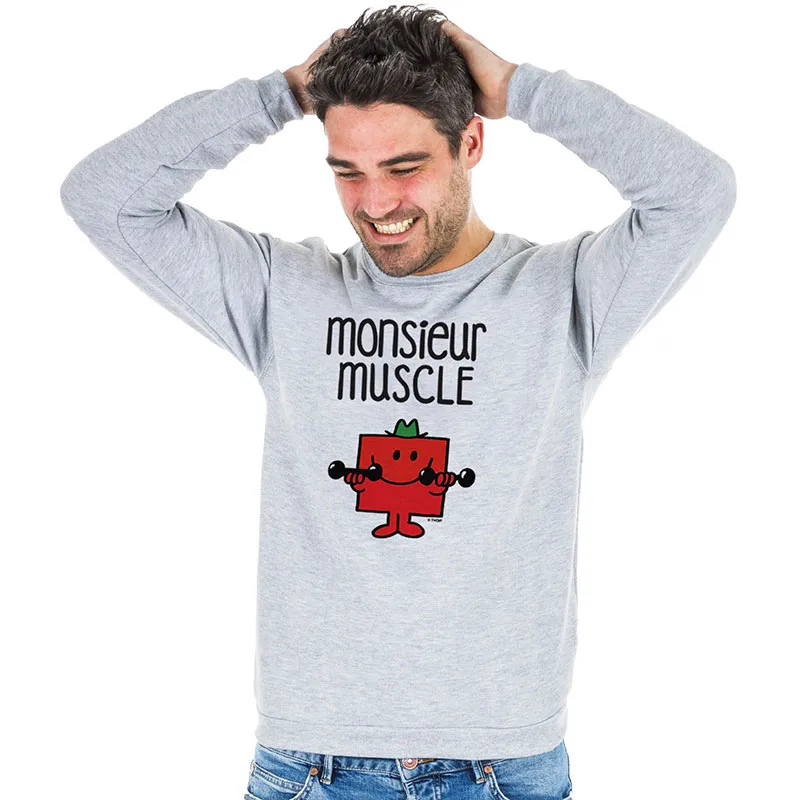Sweat Homme Monsieur muscle - Gris Chiné-0