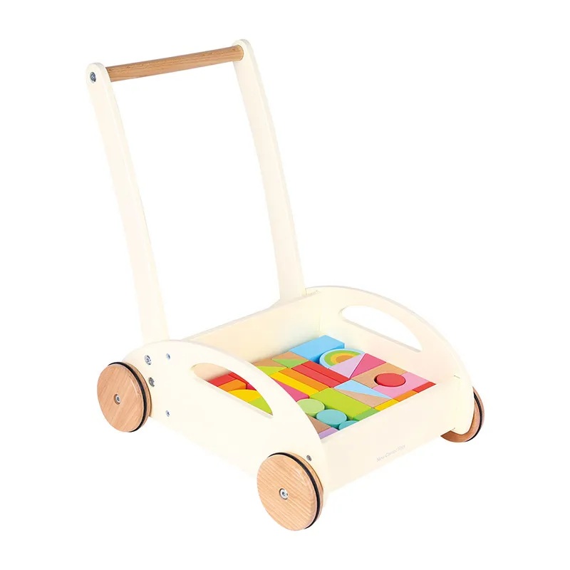 Chariot à pousser avec blocs 30pcs - 12m+-7