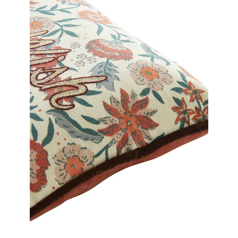 Coussin fleuri - Rose foncé-3