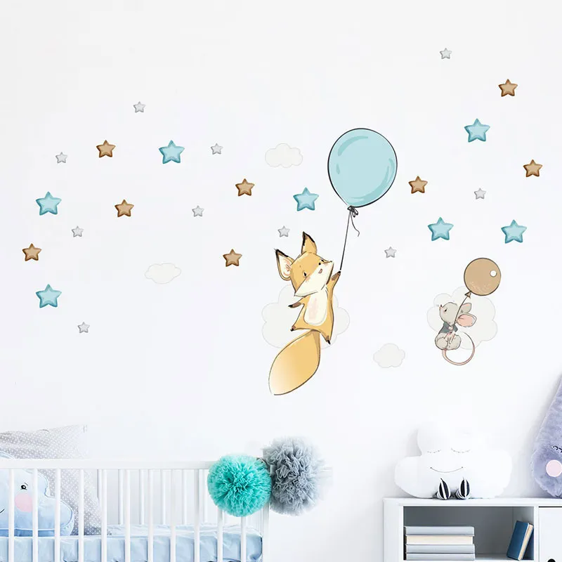 Stickers - Renard et souris volant + 80 étoiles-0
