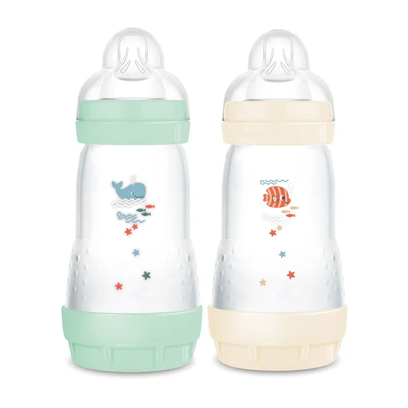 2 Biberons Easy Start anti-colique 260ml Tétine 2 - Menthe/Coton-0