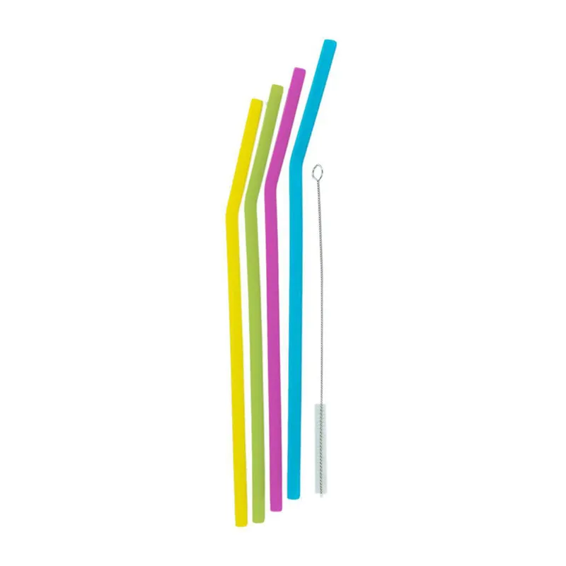 4 Pailles en silicone colorées - 28cm-3
