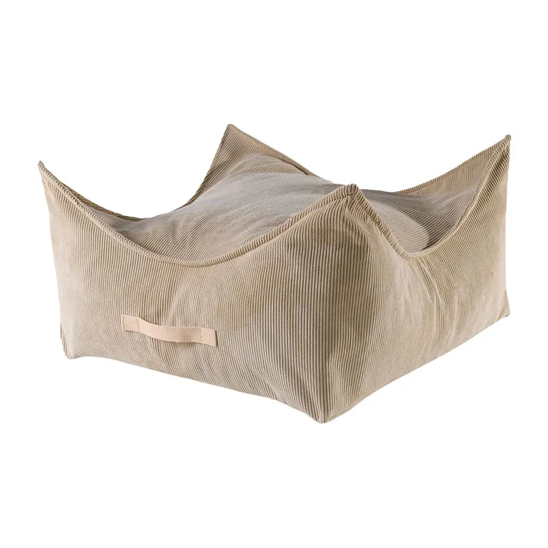 Pouf carré enfant en velours Sable - 60x60x35cm-0