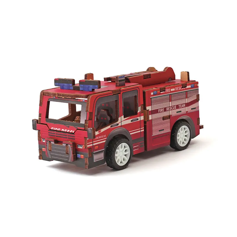 Maquette 3D bois Véhicule Camion de pompier - 8+-6