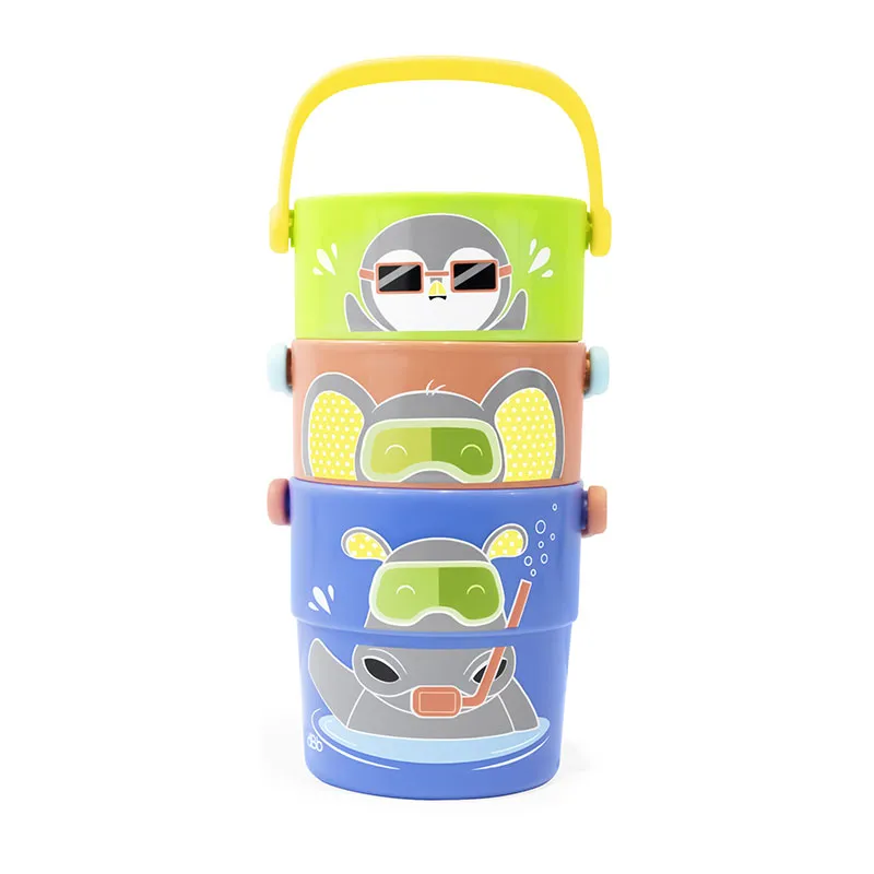 3 Mini Seaux de bain Corail/Vert/Bleu - 6m+-1