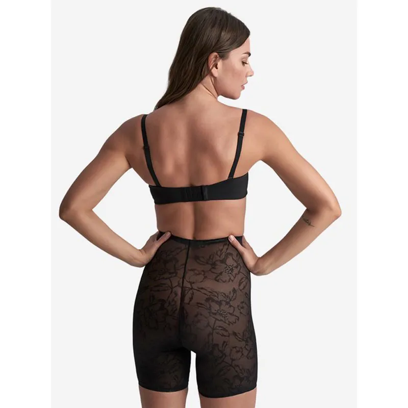 Short gainant taille haute en dentelle - Noir-11