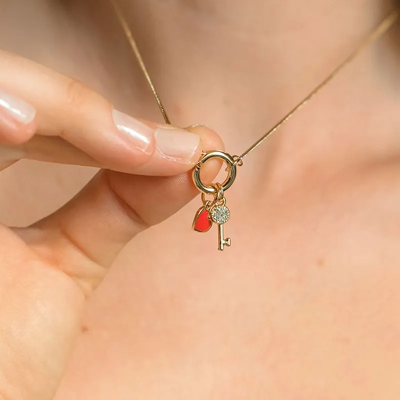 Charm Cœur Rouge - Plaqué Or-6