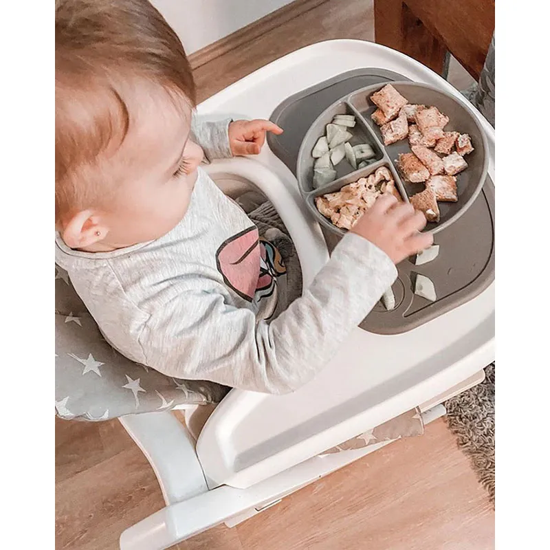 Plateau + Assiette antidérapant Click Mat Mini Gris - 6m+-1