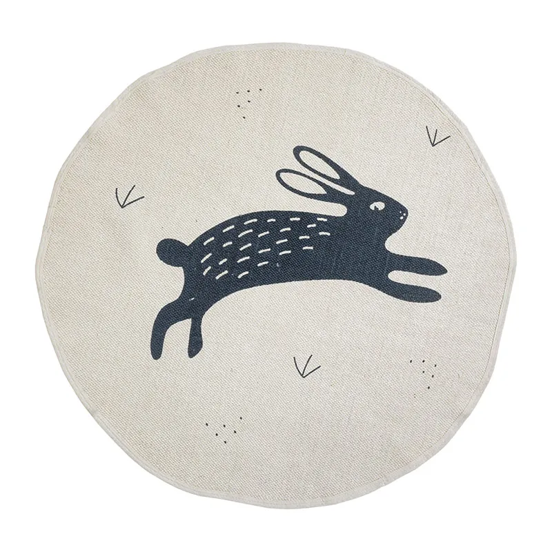 Tapis Rond Coton BIO Belleville Bleu prestige - ø100cm-0